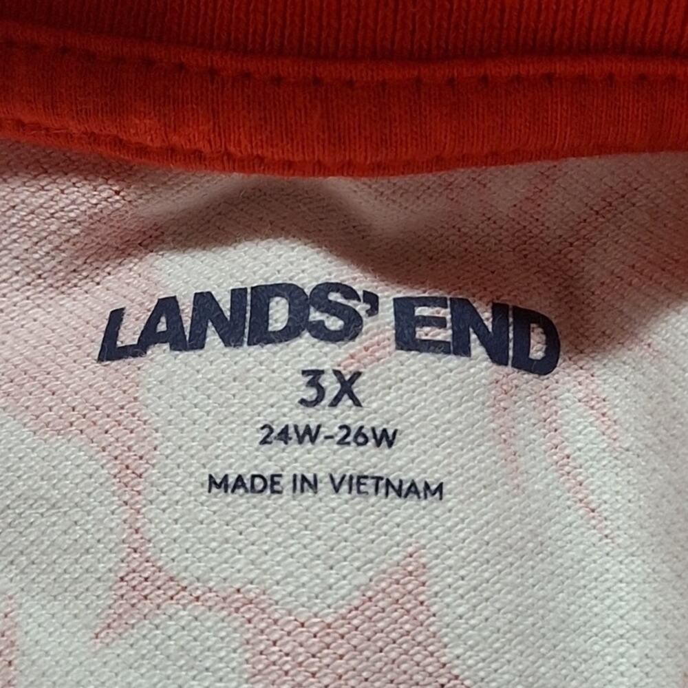 Lands' End Shirt Womens 3X Red White Tropical Floral Hawaiian Coconut Girl Beach - Picture 2 of 7